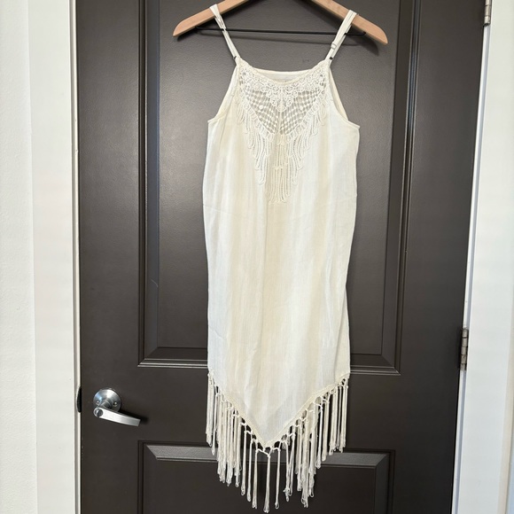 Amuse Society Lilah Ivory Fringe Shift Dress with Tassels Coastal Cowgirl Vibes - Picture 4 of 10